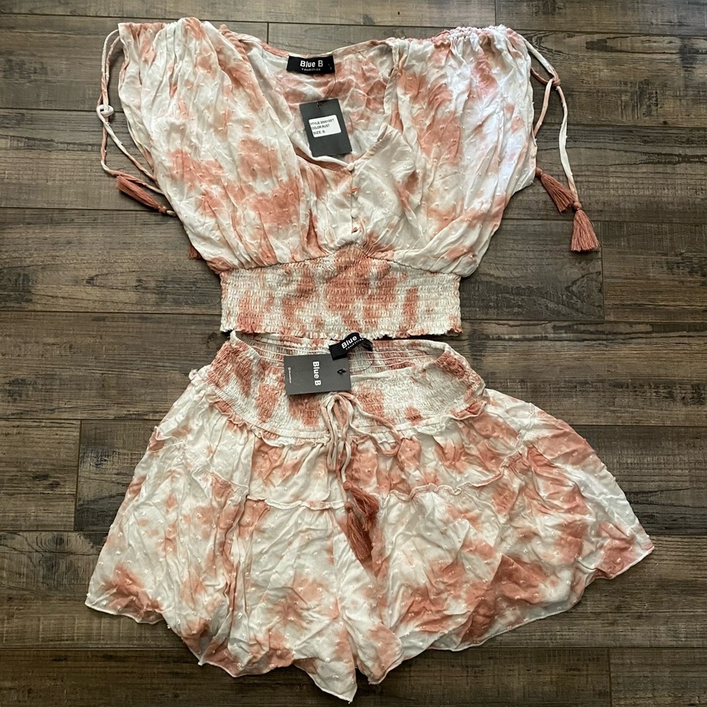 Blue B tie dye set size S NWT